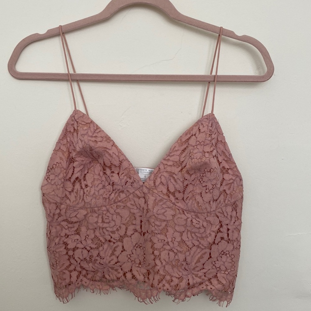 Mauve floral lace crop by Jenny Yoo. Size 6 perfect festival top🙌🏻